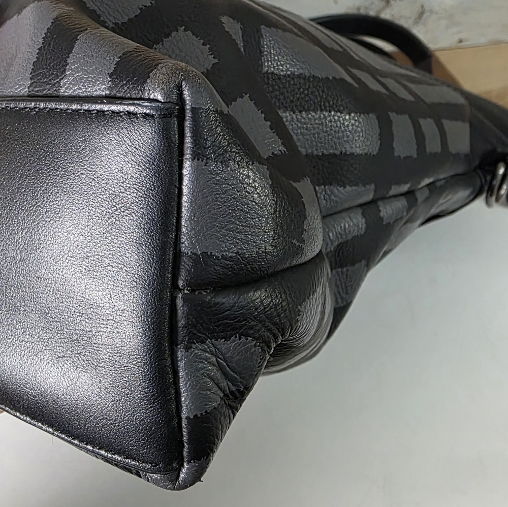 Coach Black Plaid Leather & Canvas Tote - Picture 7 of 16
